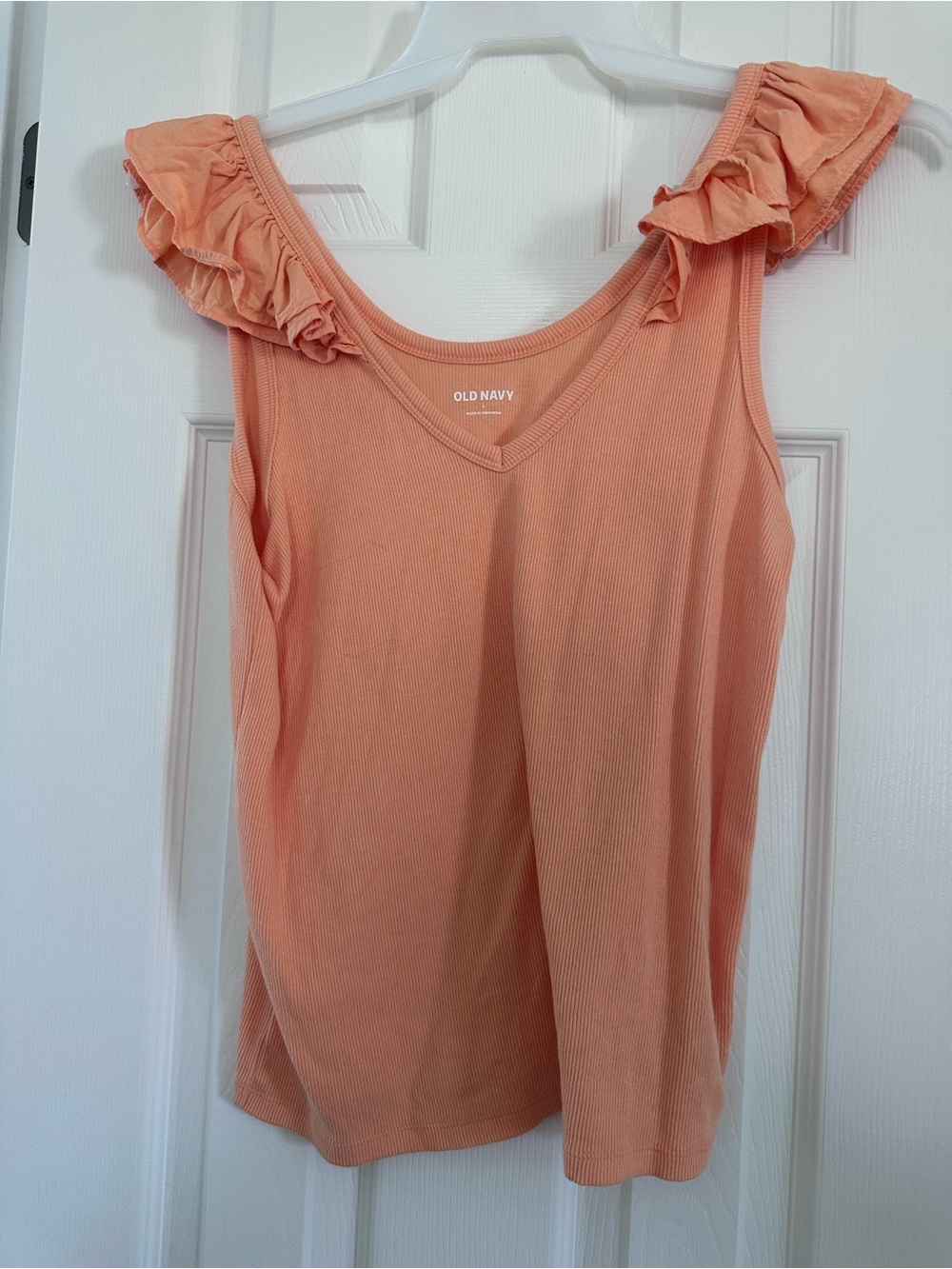 Old Navy Peach Ruffle-Sleeve Ribbed Tank